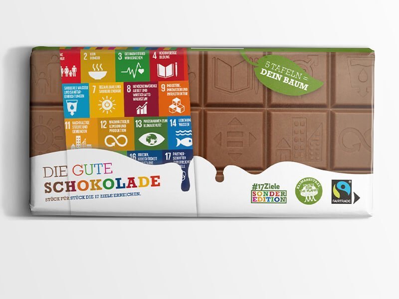 Sonderedition der Guten Schokolade mit den SDGs auf der Verpackung